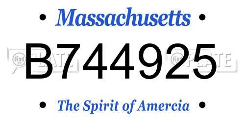 B744925 Massachusetts License Plate