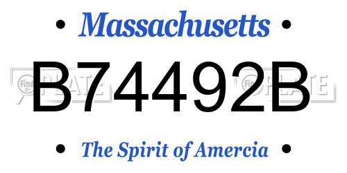 B74492B Massachusetts License Plate