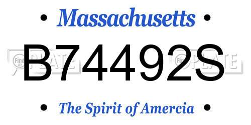 B74492S Massachusetts License Plate