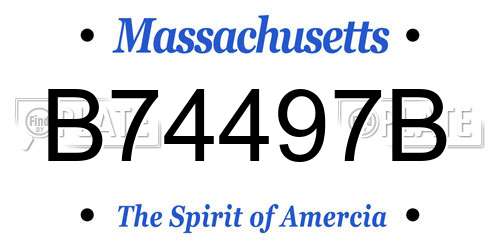 B74497B Massachusetts License Plate