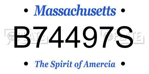 B74497S Massachusetts License Plate