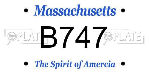 B747 Massachusetts License Plate
