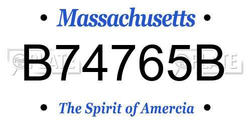 B74765B Massachusetts License Plate