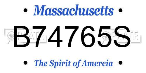 B74765S Massachusetts License Plate