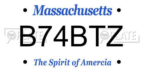 B74BTZ Massachusetts License Plate