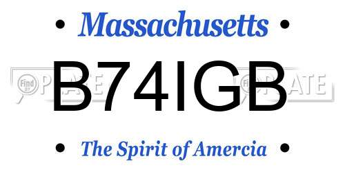 B74IGB Massachusetts License Plate