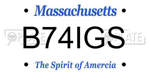 B74IGS Massachusetts License Plate