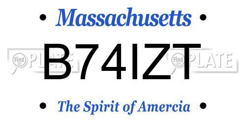 B74IZT Massachusetts License Plate