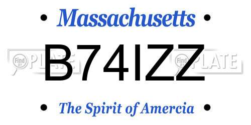 B74IZZ Massachusetts License Plate