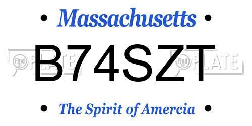 B74SZT Massachusetts License Plate