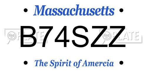 B74SZZ Massachusetts License Plate
