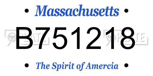 B751218 Massachusetts License Plate