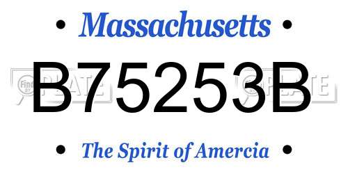 B75253B Massachusetts License Plate
