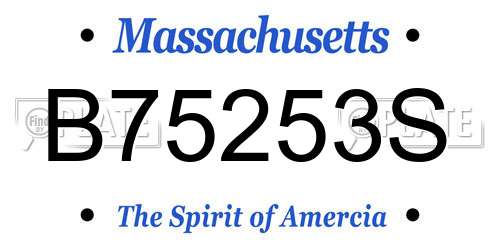 B75253S Massachusetts License Plate