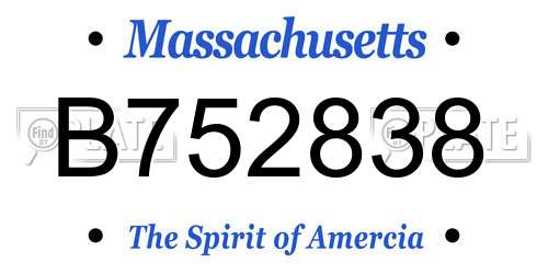 B752838 Massachusetts License Plate