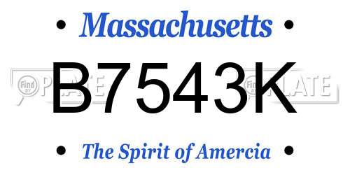 B7543K Massachusetts License Plate