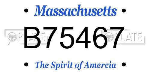 B75467 Massachusetts License Plate