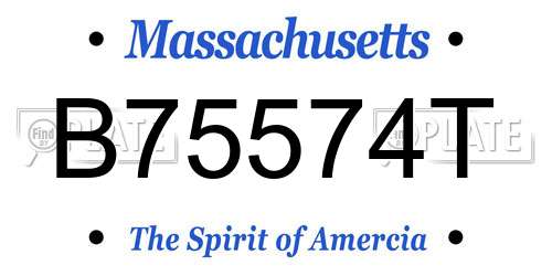 B75574T Massachusetts License Plate