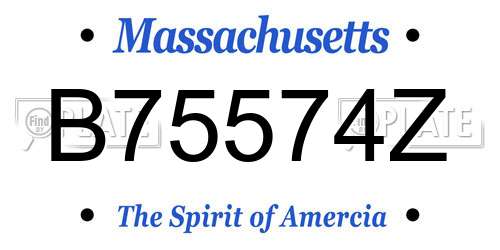 B75574Z Massachusetts License Plate