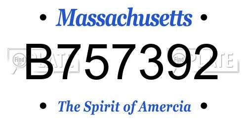 B757392 Massachusetts License Plate