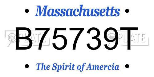 B75739T Massachusetts License Plate