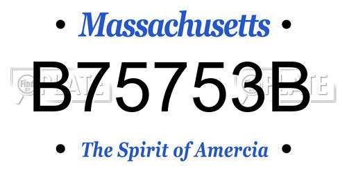 B75753B Massachusetts License Plate