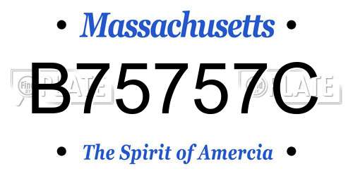 B75757C Massachusetts License Plate