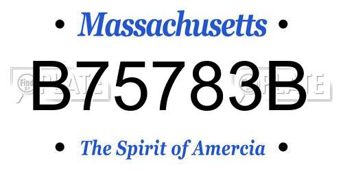 B75783B Massachusetts License Plate