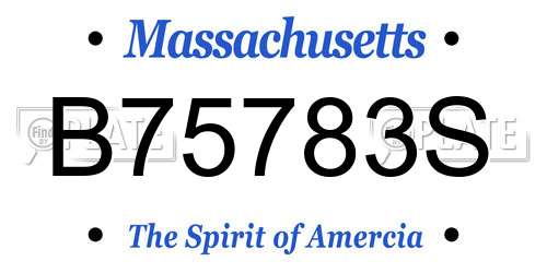 B75783S Massachusetts License Plate