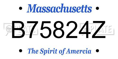 B75824Z Massachusetts License Plate