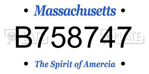 B758747 Massachusetts License Plate