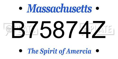 B75874Z Massachusetts License Plate