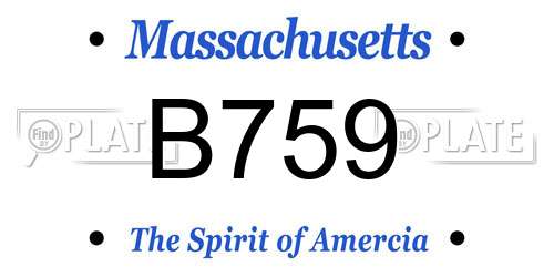 B759 Massachusetts License Plate