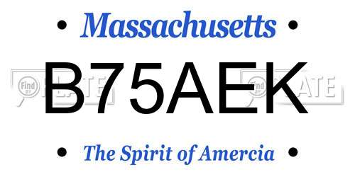 B75AEK Massachusetts License Plate