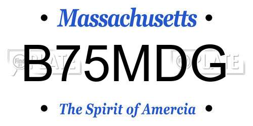 B75MDG Massachusetts License Plate