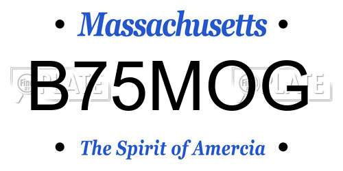 B75MOG Massachusetts License Plate