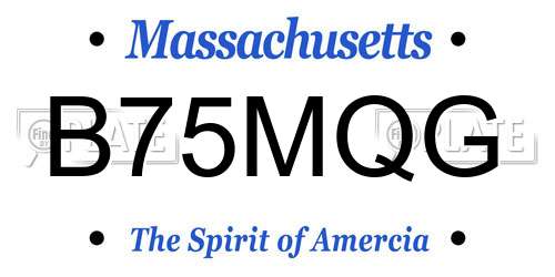 B75MQG Massachusetts License Plate