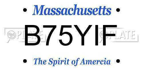 B75YIF Massachusetts License Plate
