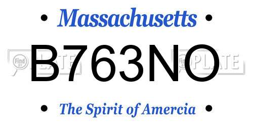 B763NO Massachusetts License Plate