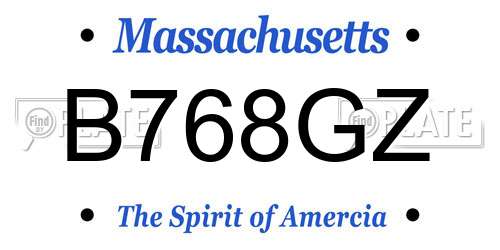 B768GZ Massachusetts License Plate