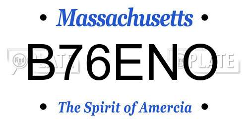 B76ENO Massachusetts License Plate