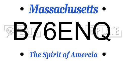 B76ENQ Massachusetts License Plate