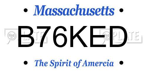 B76KED Massachusetts License Plate