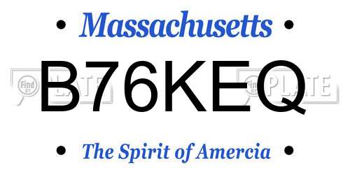 B76KEQ Massachusetts License Plate
