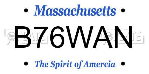 B76WAN Massachusetts License Plate