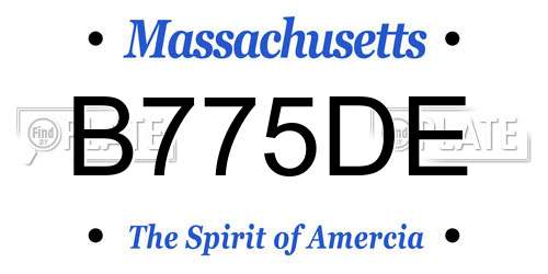 B775DE Massachusetts License Plate
