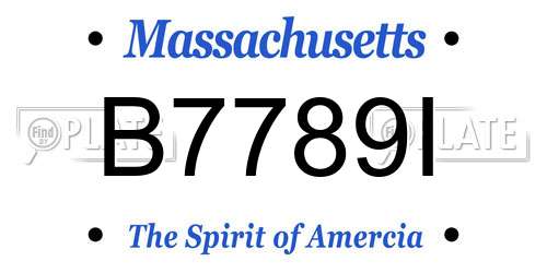 B7789I Massachusetts License Plate