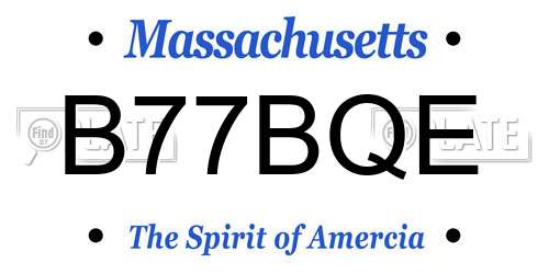B77BQE Massachusetts License Plate