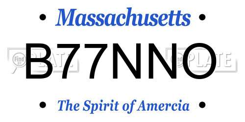 B77NNO Massachusetts License Plate