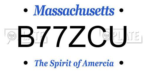 B77ZCU Massachusetts License Plate